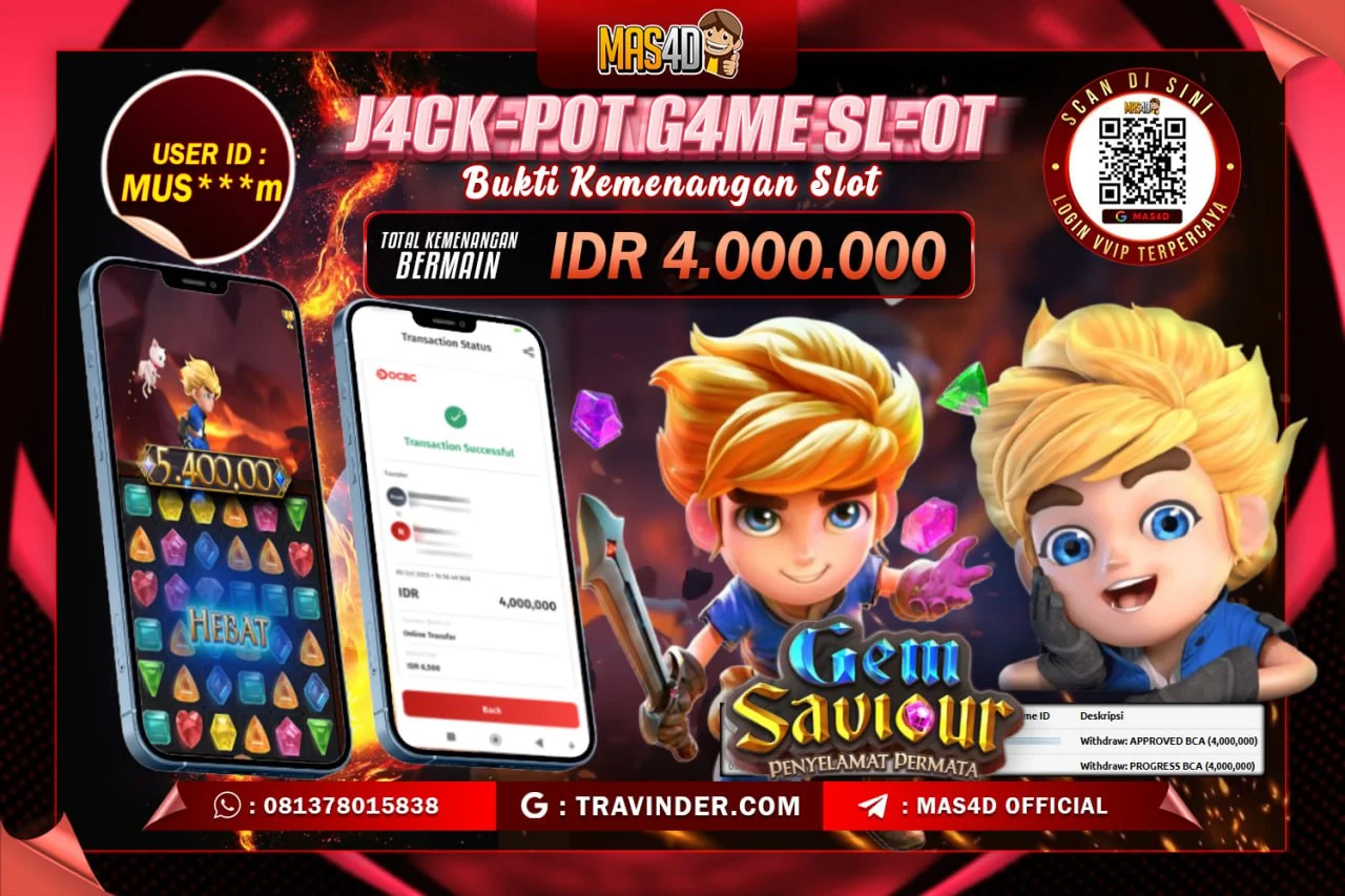 MAS4D JACKPOT SLOT GEM SAVIOUR Rp. 4.000.000 LUNAS