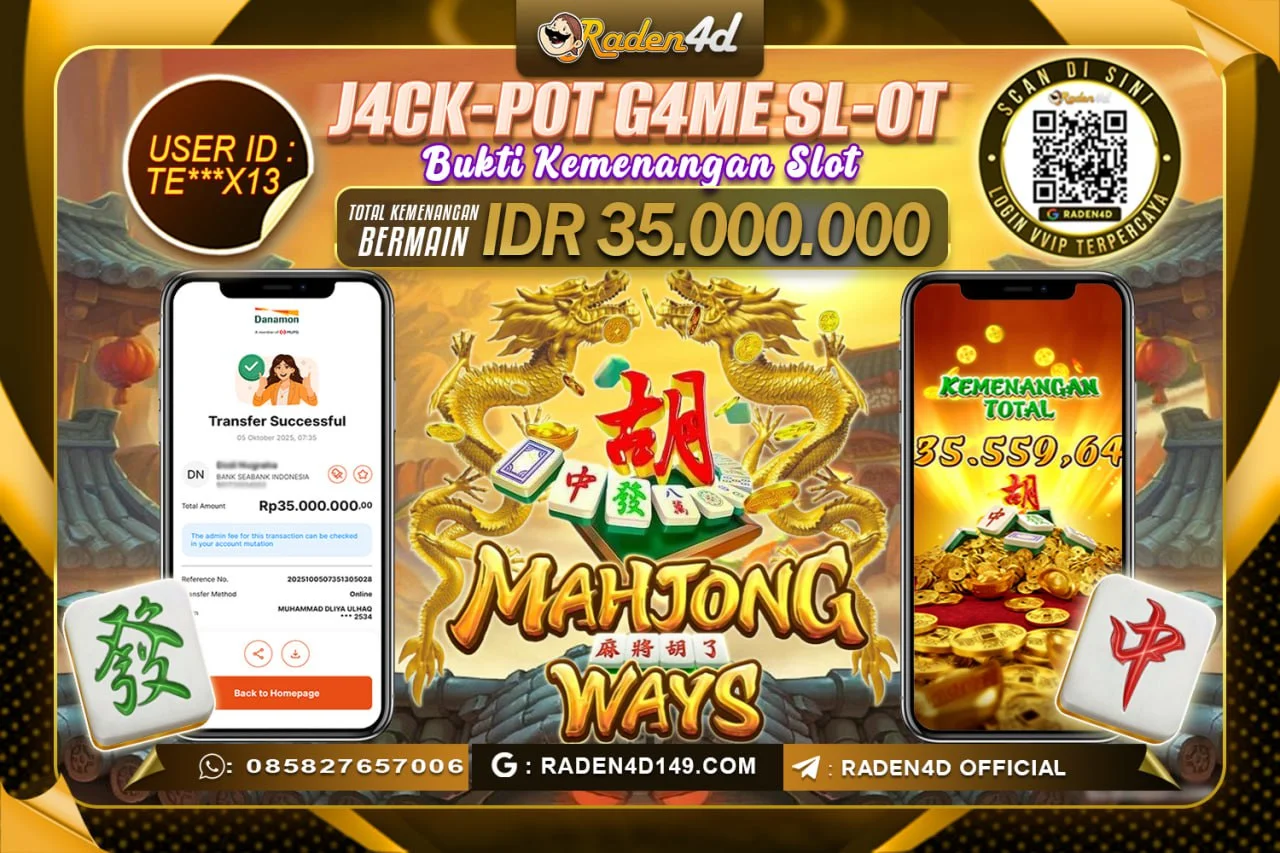 RADEN4D JACKPOT SLOT MAHJONG WAYS 1 Rp. 35.000.000 LUNAS