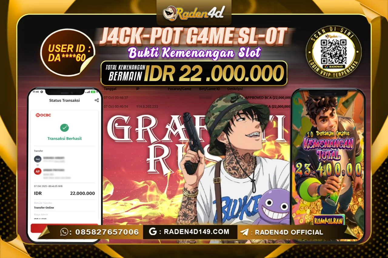 RADEN4D JACKPOT SLOT GRAFFITI RUSH Rp. 22.000.000 LUNAS