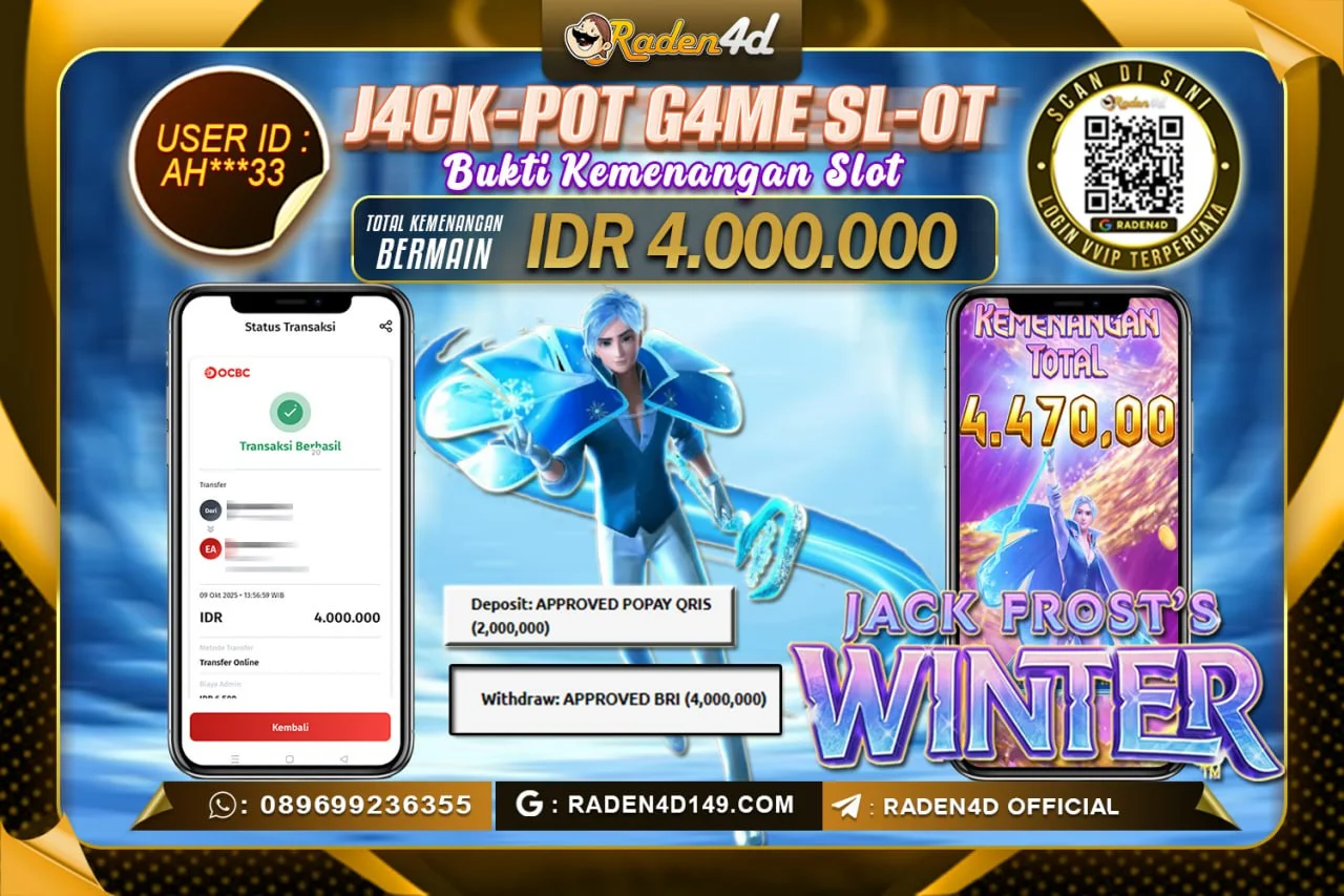 RADEN4D JACKPOT SLOT JACK FROST'S WINTER Rp. 4.000.000 LUNAS