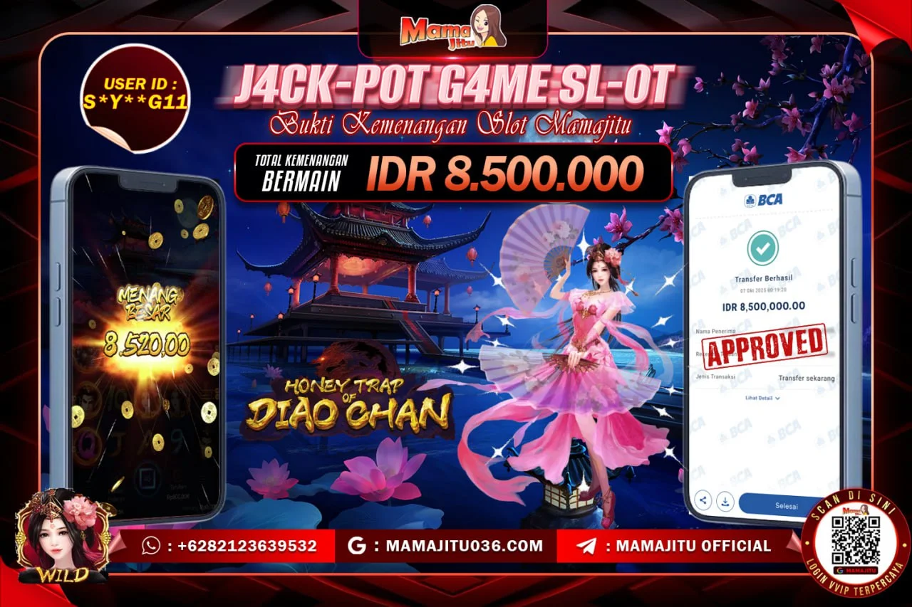 MAMAJITU JACKPOT SLOT HONEY TRAP OF DIAO CHAN Rp. 8,500,000 LUNAS