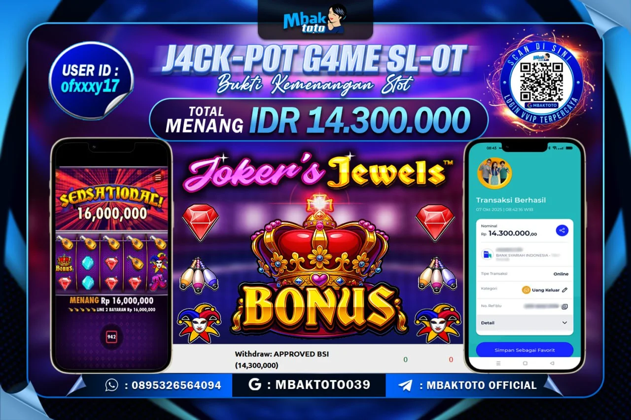 MBAKTOTO JACKPOT SLOT JOKER'S JEWELS Rp. 14,300,000 LUNAS